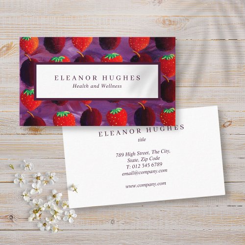 Modern fruit strawberries Plums Professional Business Card