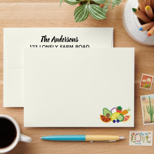 Modern Fruits and Vegetables Custom Patterned Envelope | Zazzle