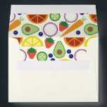 Modern Fruits and Vegetables Custom Patterned Envelope<br><div class="desc">These tasty envelopes feature modern style illustration of fruits and vegetables. The cream colored envelopes have your name and address on the back flap with a pattern of fruits and veggies on the inside.</div>