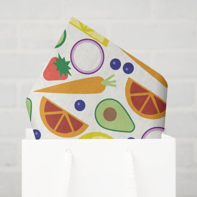 Modern Fruits and Vegetables Pattern Tissue Paper (Gift Bag)