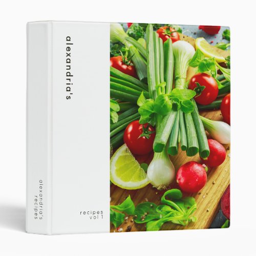 Modern Fruits and Veggies Kitchen Recipes 3 Ring Binder