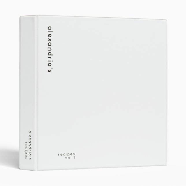 Modern Fruits and Veggies Kitchen Recipes 3 Ring Binder (Front/Spine)