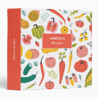 Modern Fruits and Veggies Kitchen Recipes 3 Ring Binder