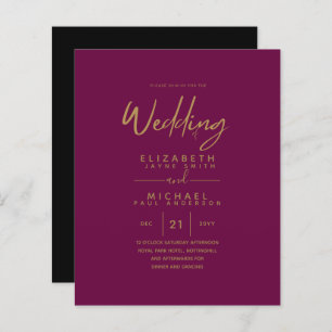 Modern Fuchsia Gold Budget Wedding Invites