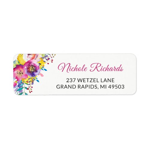 Modern Fuchsia Gold Watercolor Botanic Garden Label