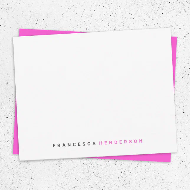 Modern Fuchsia Hot Pink Feminine Girly Stylish Note Card | Zazzle