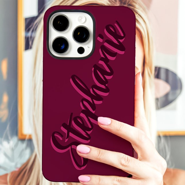 Modern Fuchsia Minimalist Script Name Case-Mate iPhone Case (Creator Uploaded)