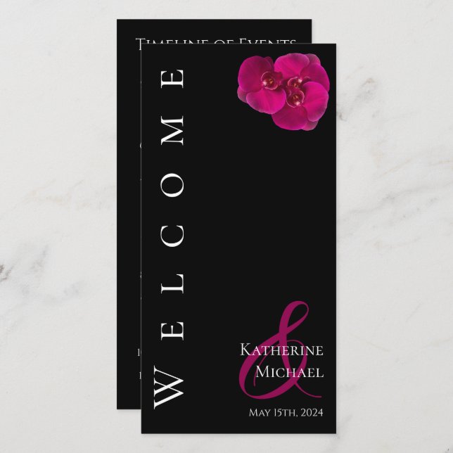 Modern Fuchsia Orchids-Wedding Program- (Front/Back)