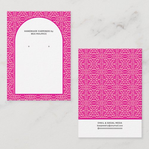 Modern Fuchsia Pink Earring Display Holder Card