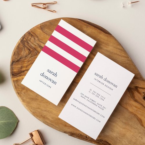 Modern Fuchsia Stripe Business Card