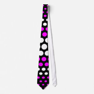 Modern Fuchsia & White Polka Dots Pattern Tie