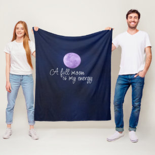 Modern FULL MOON Quote Purple Fleece Blanket