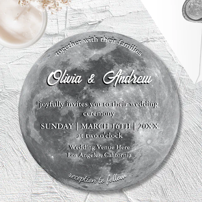 Full Moon Ritual Invitation Modern Full Moon Weeding Invitation | Zazzle