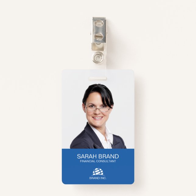 Modern Full Photo Business ID Badge (Front with Clip)