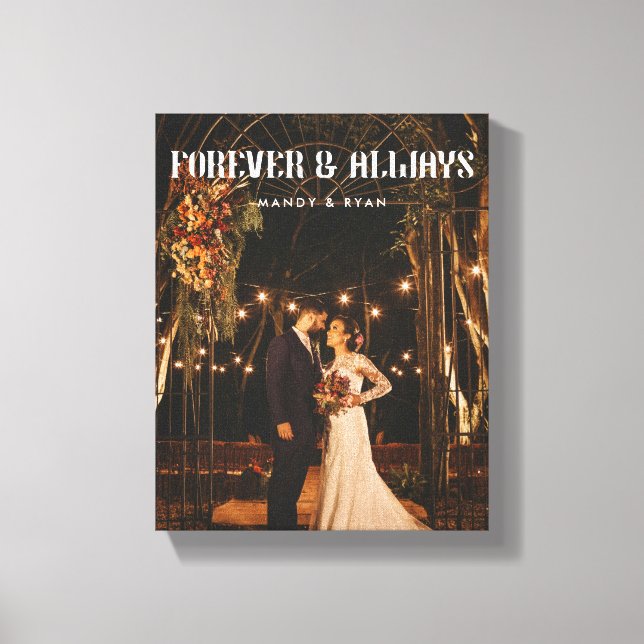 Modern Full Photo Custom Wedding Couple  Canvas Print (Front)