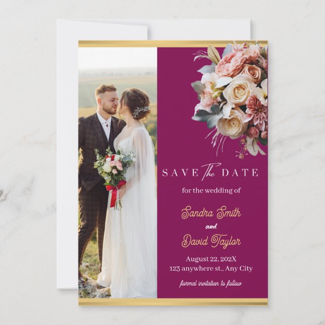 Modern Full Photo Double-Sided Save The Date Card (Front)