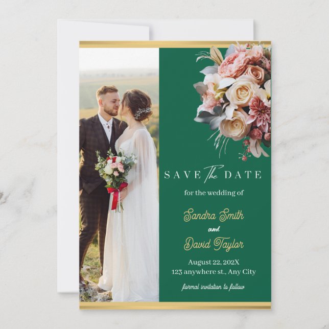 Modern Full Photo Double-Sided Save The Date Card (Front)
