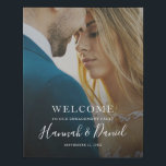 Modern Full Photo Engagement Party Welcome  Faux Canvas Print<br><div class="desc">This simply chic engagement party welcome sign features your favorite photo and white text,  including your first names in a lively whimsical script. You can change the font and the wording to suit your style.</div>