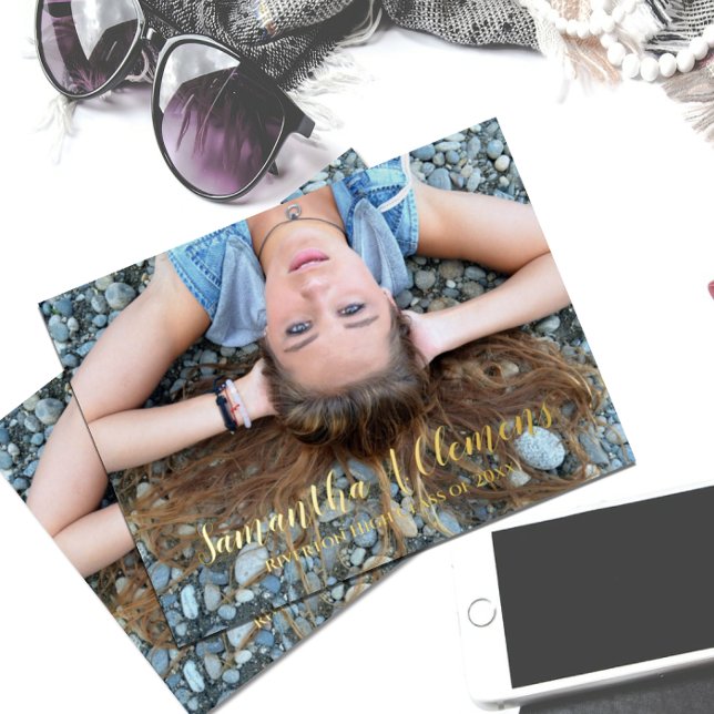 Modern Full Photo Graduation Announcement Postcard (Creator Uploaded)