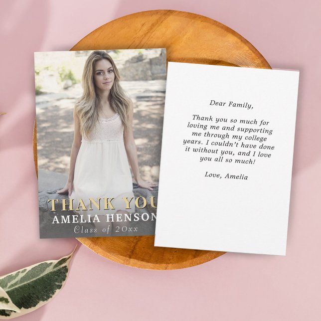 Modern Full Photo Graduation Thank You Card (Creator Uploaded)