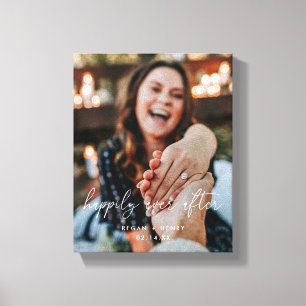 Modern Full Photo Newlyweds Couple Canvas Print
