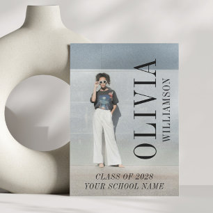 Modern Full Photo Vertical Name Graduation Announcement