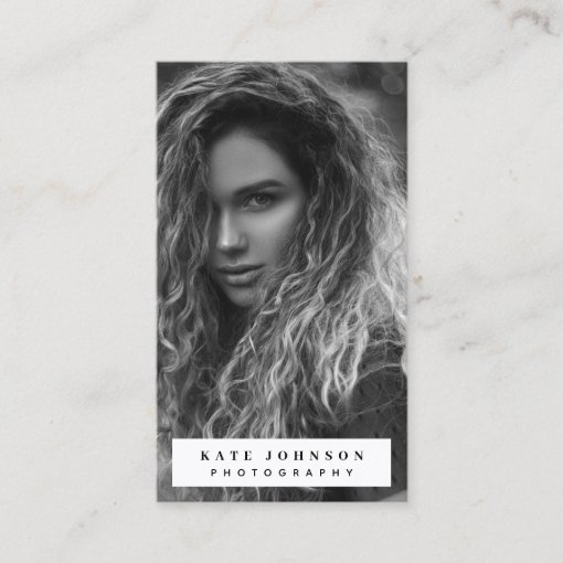 Modern Full Photo Vertical Photography QR Code Business Card Zazzle