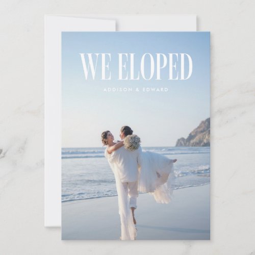 Modern Full Photo "We Eloped" Wedding Reception Invitation