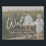 Modern Full Photo Wedding Rehearsal Dinner Welcome Faux Canvas Print<br><div class="desc">This simply chic wedding rehearsal dinner welcome sign features your favorite photo and white text, including 'Welcome' in a relaxed modern script. This part of the design can't be altered. But you can change the look of any of the other text, so when you edit for your own names and...</div>