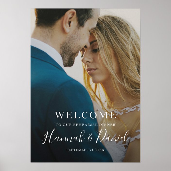 modern-full-photo-wedding-rehearsal-dinner-welcome-poster-zazzle