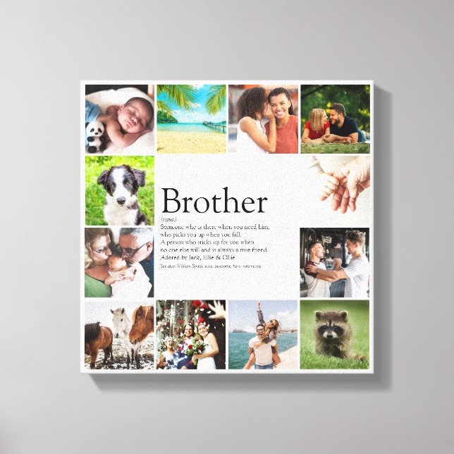 Modern Fun 12 Photo Cool Best Brother Definition Canvas Print (Front)