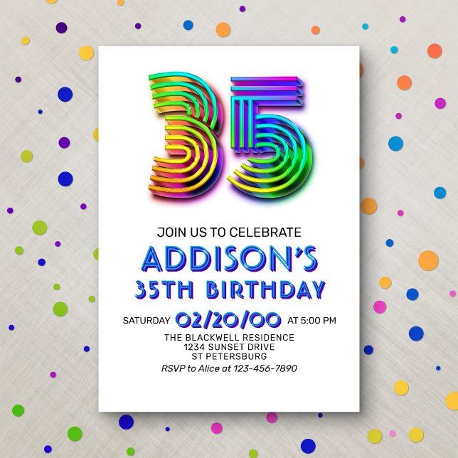 Modern Fun 35th Birthday Invitation (Creator Uploaded)