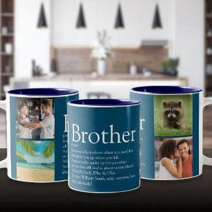 Modern Fun 4 Photo Collage Brother Definition Two-Tone Coffee Mug