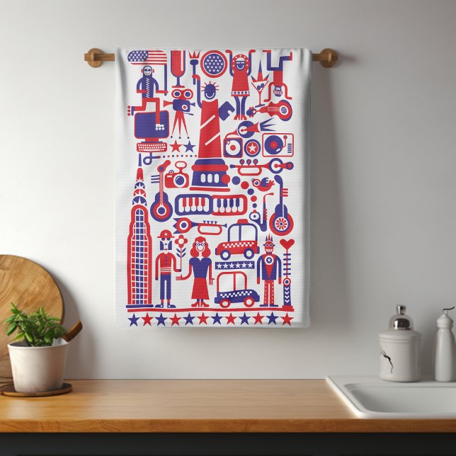 Modern Fun 4th of July USA America Icons Kitchen Towel (Creator Uploaded)