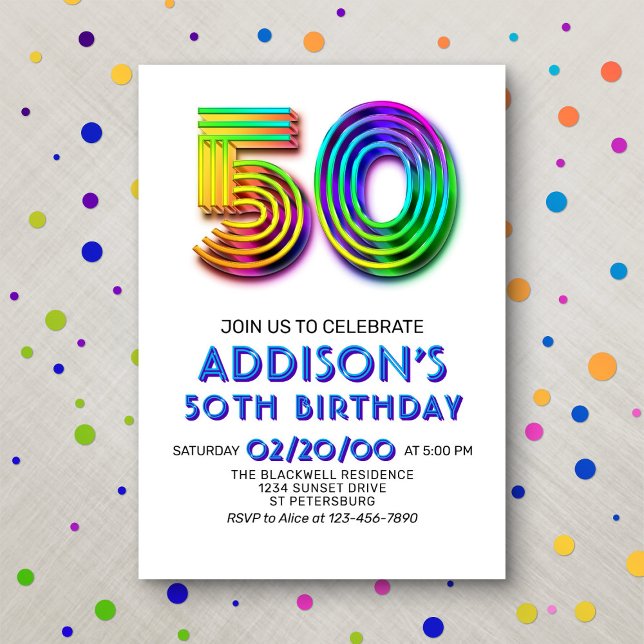 Modern Fun 50th Birthday Invitation (Creator Uploaded)