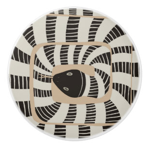 Modern Fun Abstract Striped Snake   Snake Lovers Ceramic Knob