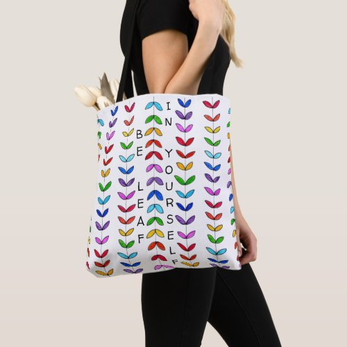 Modern Fun and Colorful Leaves Tote Bag