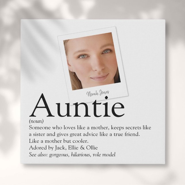 Modern Fun Aunt Auntie Definition Photo Faux Canvas Print (Modern Fun Aunt Auntie Definition Photo Faux Canvas Print)