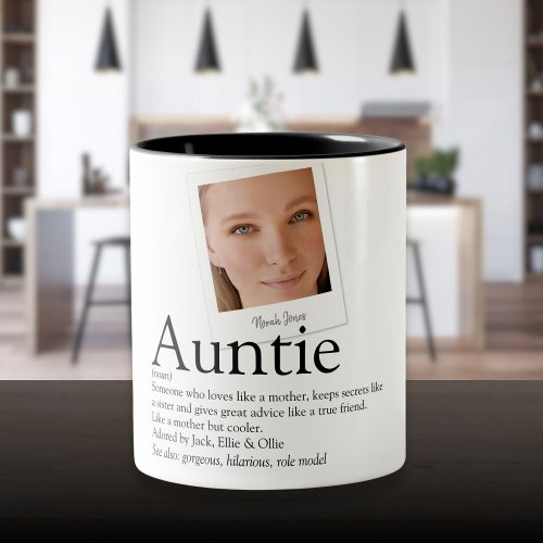 Modern Fun Aunt Auntie Definition Photo Two_Tone Coffee Mug