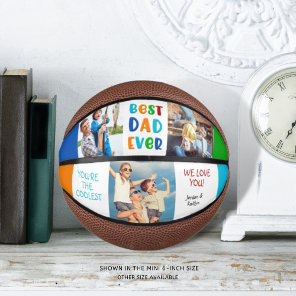 Modern Fun BEST DAD EVER Colorful Photo Collage Mini Basketball