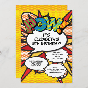 Modern Fun Birthday Party Comic Book Any Age Invitation