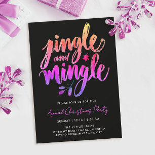 Modern Fun Black And Pink Jingle Brush Calligraphy Invitation