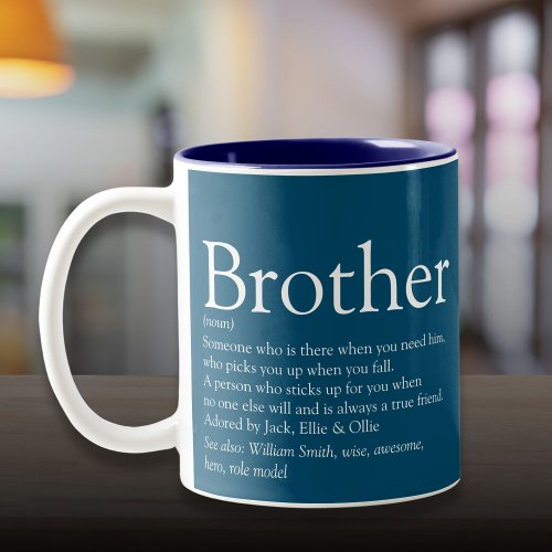 Modern Fun Blue Cool Best Brother Definition  Two_Tone Coffee Mug