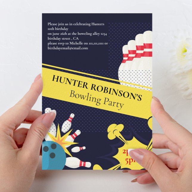 Modern fun Bowling kids party  Invitation (Creator Uploaded)