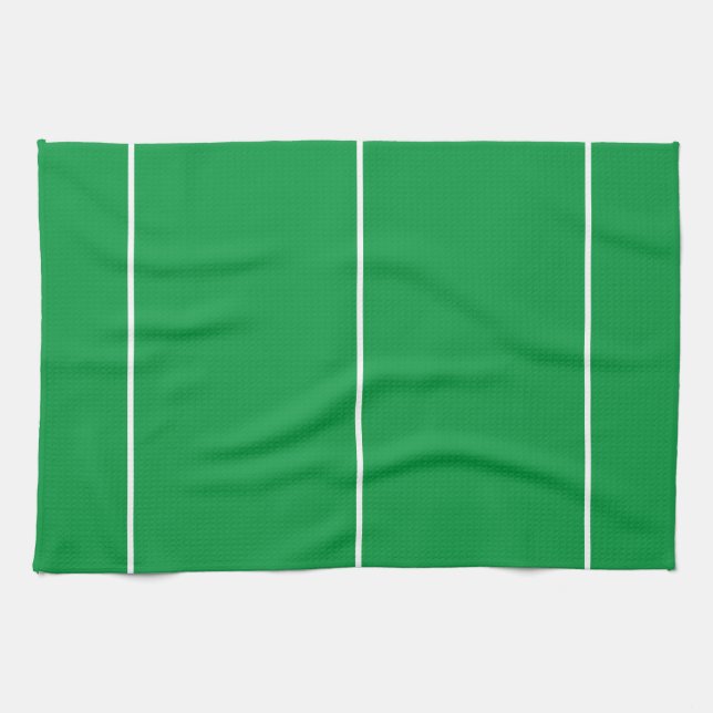 Modern Fun Bright Kelly Green Slim White Stripes Kitchen Towel (Horizontal)