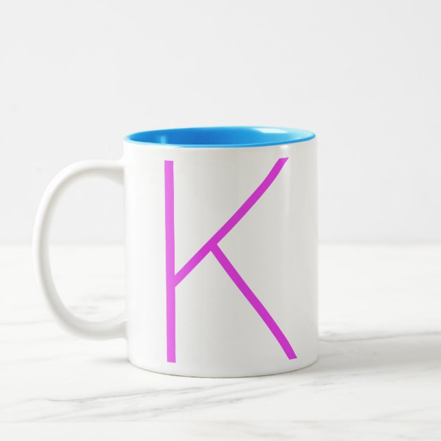 Modern Fun Bright Minimal Neon Monogram Two-Tone C Coffee Mug (Left)