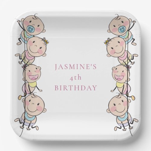 Modern fun bring a dolly tea party birthday  paper plates