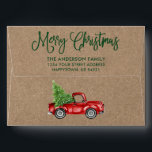 Modern Fun Calligraphy Christmas Truck Kraft Style Envelope<br><div class="desc">Modern Fun Calligraphy Script Merry Christmas Vintage Red Truck with Christmas Tree Kraft Envelope</div>