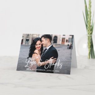 Modern Fun Calligraphy Love Thanks Wedding Fold Letterpress Thank You Card