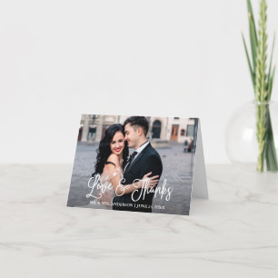 Modern Fun Calligraphy Love Thanks Wedding Note Letterpress Thank You Card